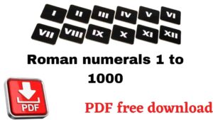 Roman numerals 1 to 1000